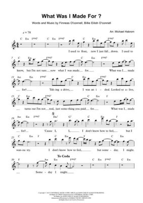 What Was I Made For Piano Sheet Music Free: Exploring the Melody of Existence